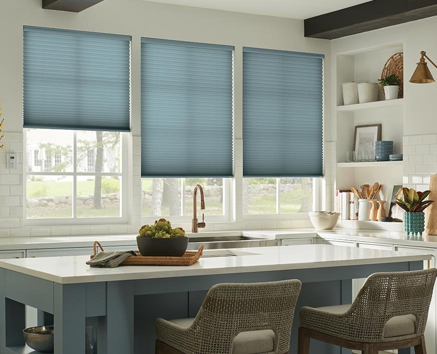 Roller shades installed in a West Vancouver living room